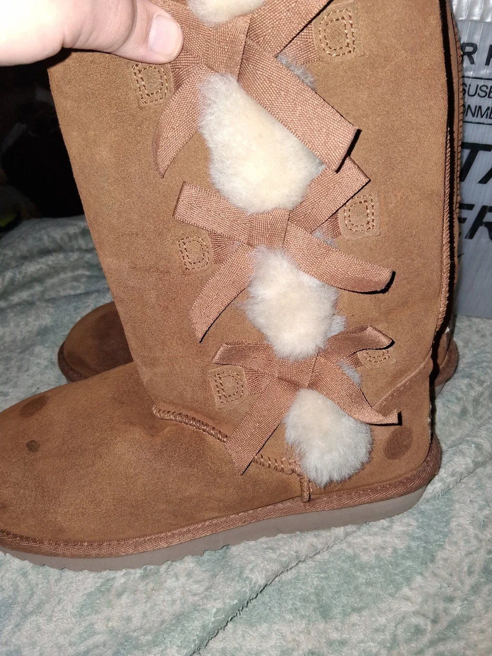 Koolaburra Chestnut Brown Suede Shearling Lined Ankle Boots